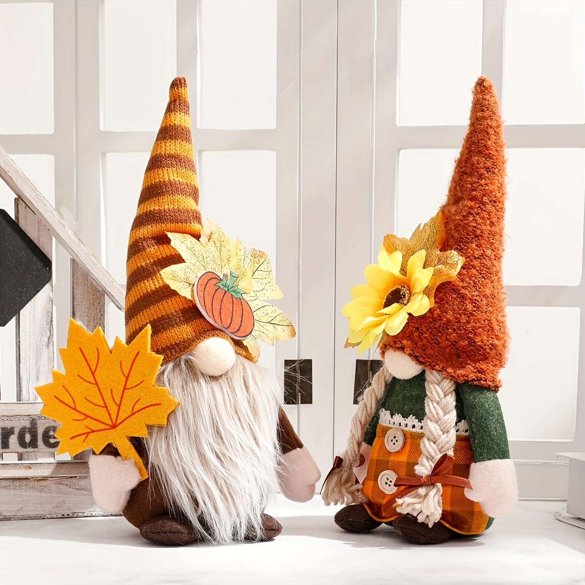 Well Dressed Home 2 Piece Fall Gnome Set Hand Towels Thanksgiving So Cute!