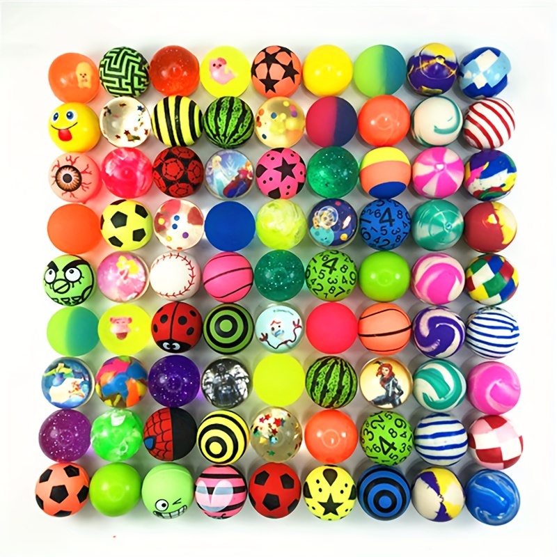 Juego de pelotas saltarinas, diseñas con motivos mezclados, de colores de  neón coloridos y variados, para niños, regalos de fiesta, premios
