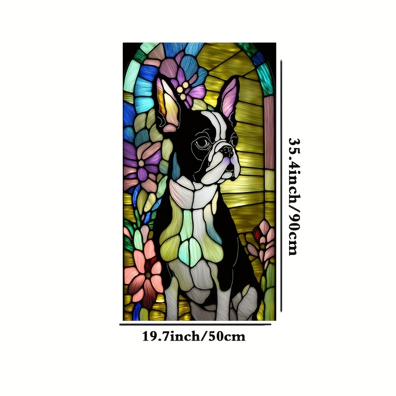 Stained Glass Window Film Dog Cat Pattern Static Cling - Temu United Kingdom