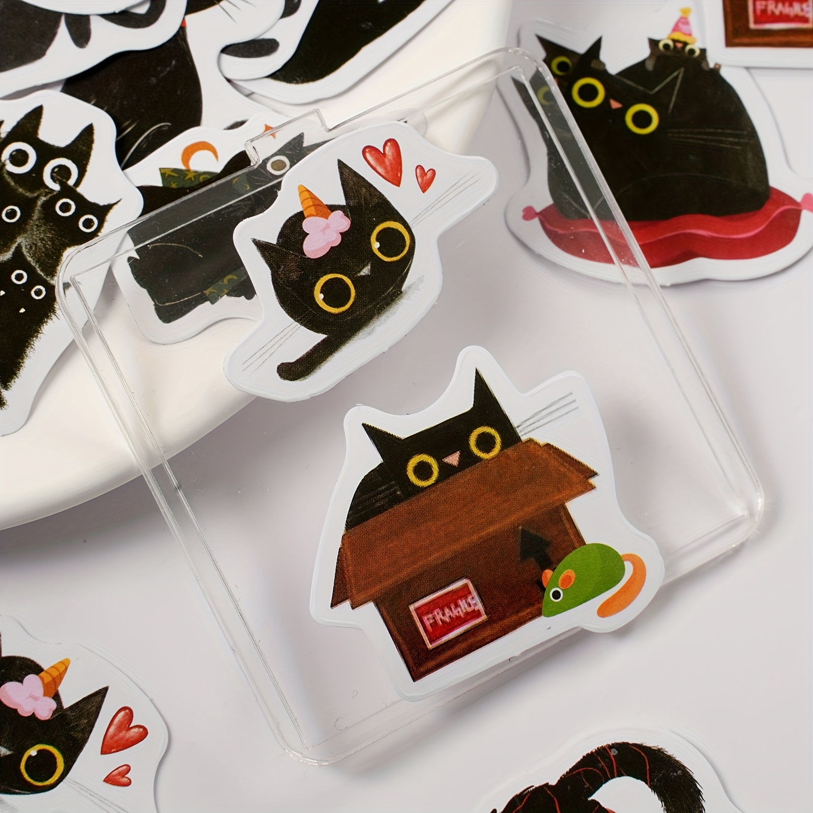 Kawaii Black Cat Anime Stickers For Scrapbooking Bullet - Temu