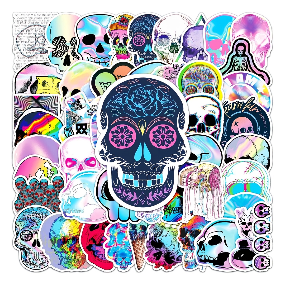 Holographic Laser Skull Scooter Luggage Stickers Laptop Car - Temu