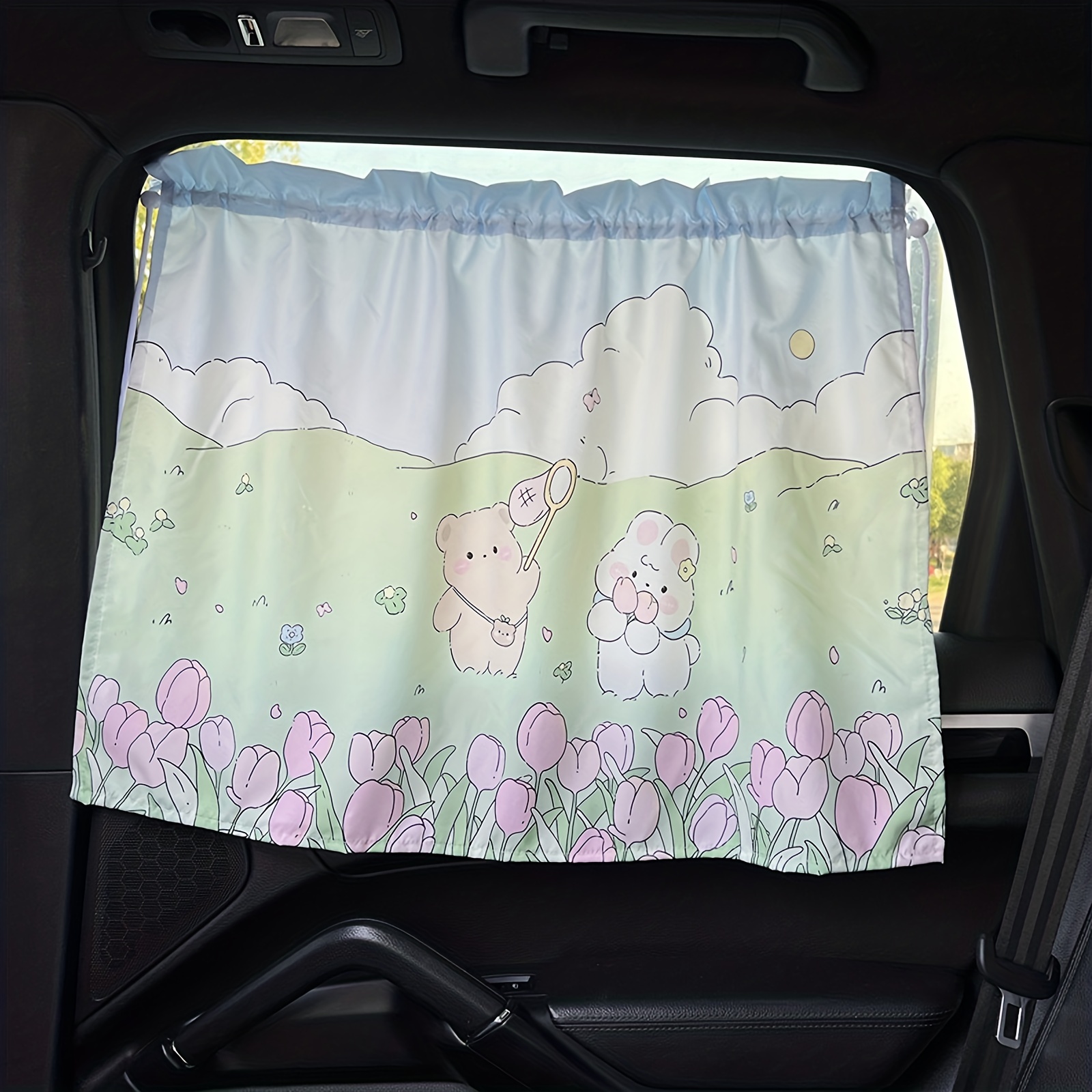 Car Curtain Shading Curtain Cloth Art Car Sunscreen Heat Insulation Shading  Curtain Cute Car Interior Accessories