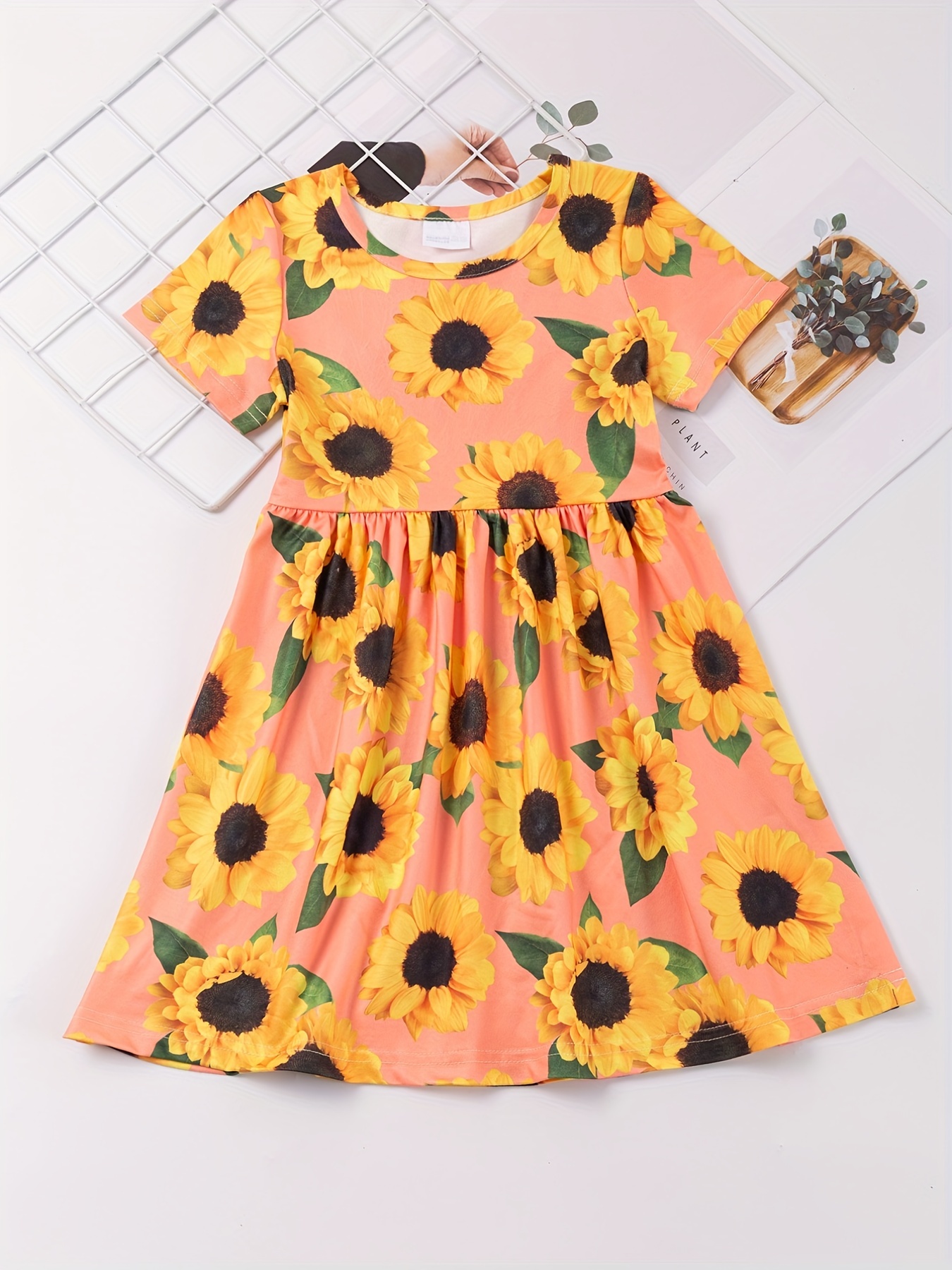 Fall Baby Girl Clothes Toddler Sunflower Dress Toddler Girls Short