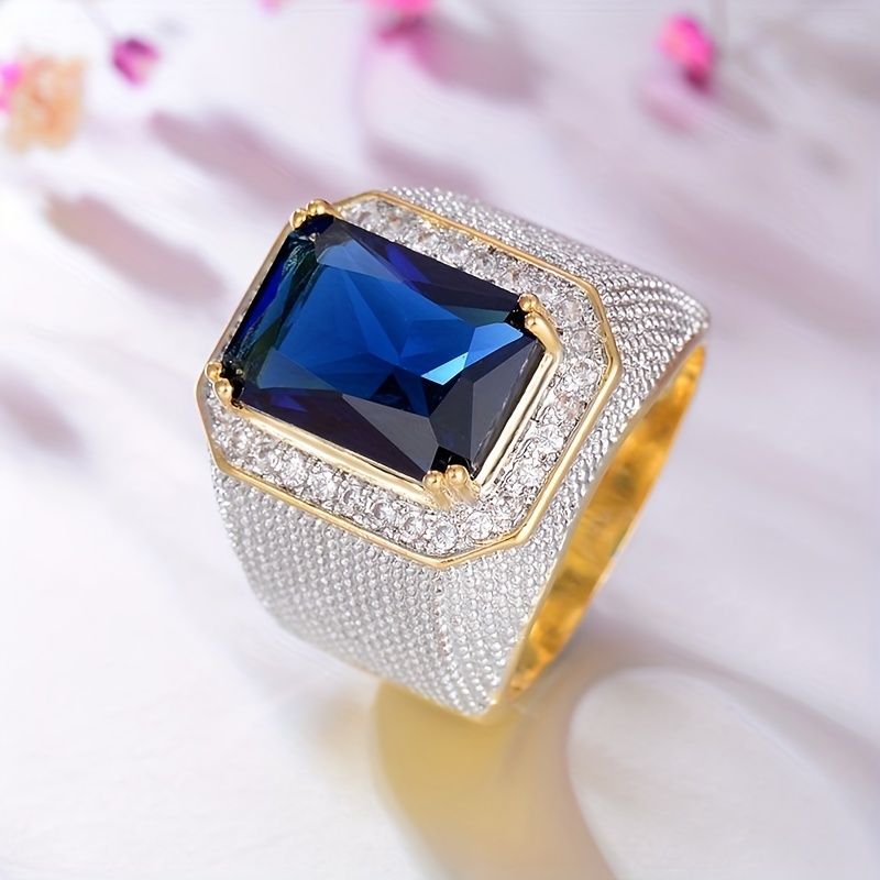 Image of Four-prong Synthetic Gemstone Women's Ring For Bride, Romantic Wedding Engagement Banquet Jewelry