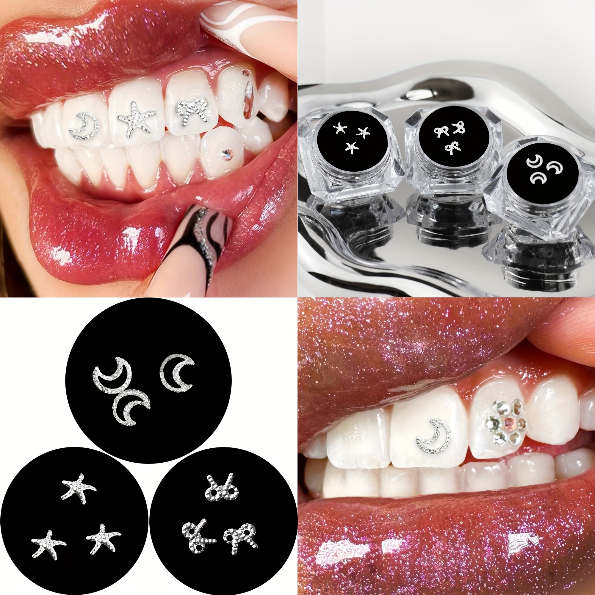 4 Pcs Dental Crystal Fashion Teeth Gems Beauty Diamond Tooth Jewelry  Ornaments with Box Tooth Gems Teeth Jewelry Gem Decoration