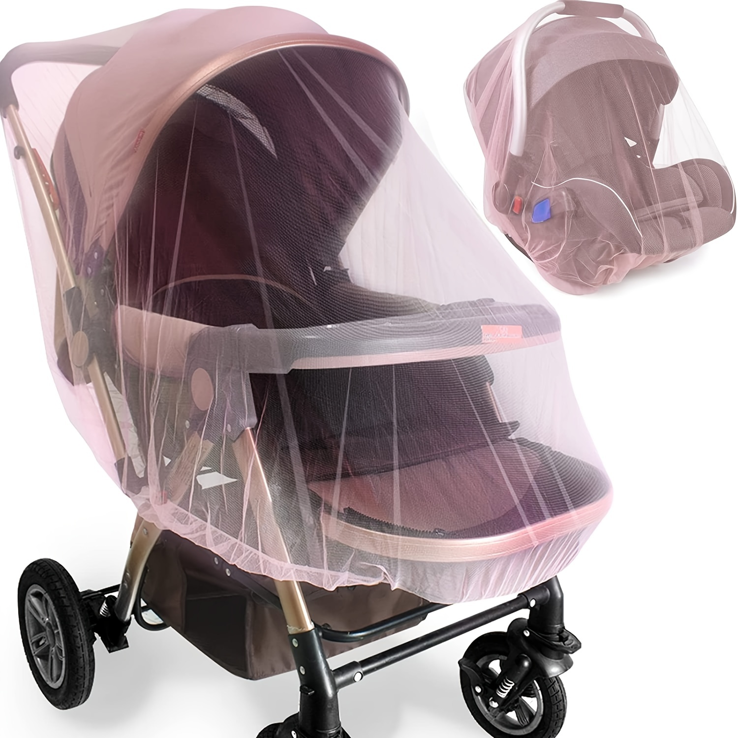 Durable Pink Mosquito Net for Baby Strollers & Bassinets