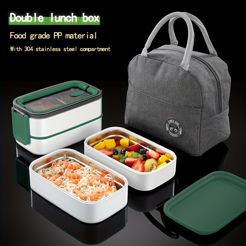 400ml Heat-resistant Microwavable 304 Stainless Steel Thermal Insulated  Lunch Box With Leak-proof Soup Bowl, 1pc