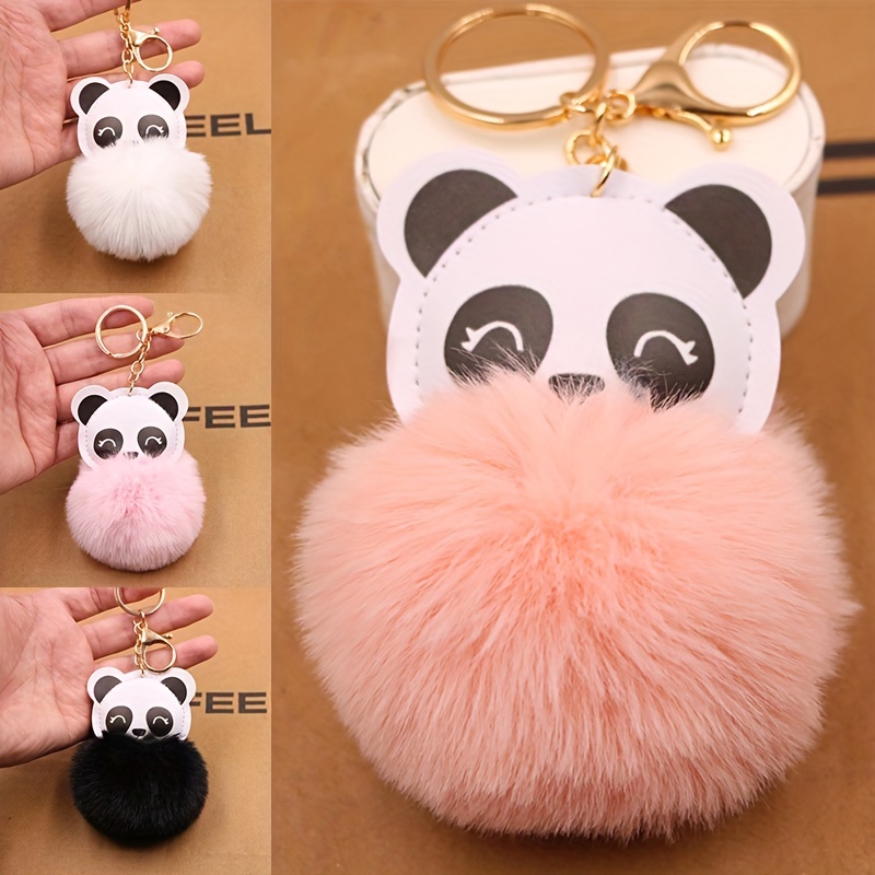 Panda Pom Pom Keychain