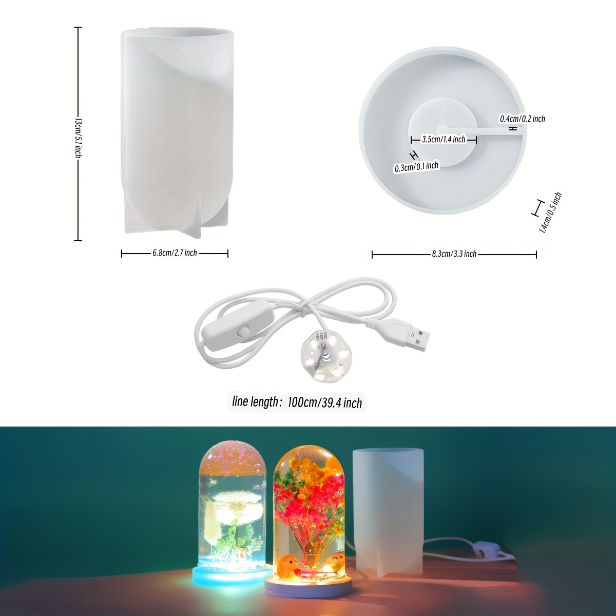 DIY Light Casting Silicone Epoxy Resin Mold LED Lamp Stand/Base Deco/Strip