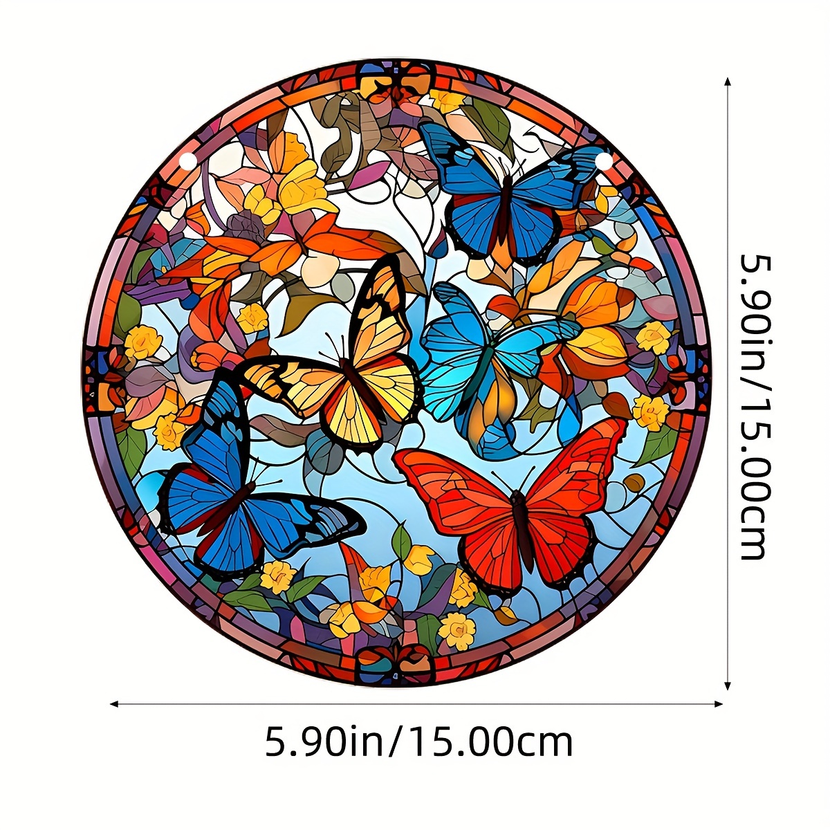 Stained verre coloré papillon suncatcher, mur suspendu -  France