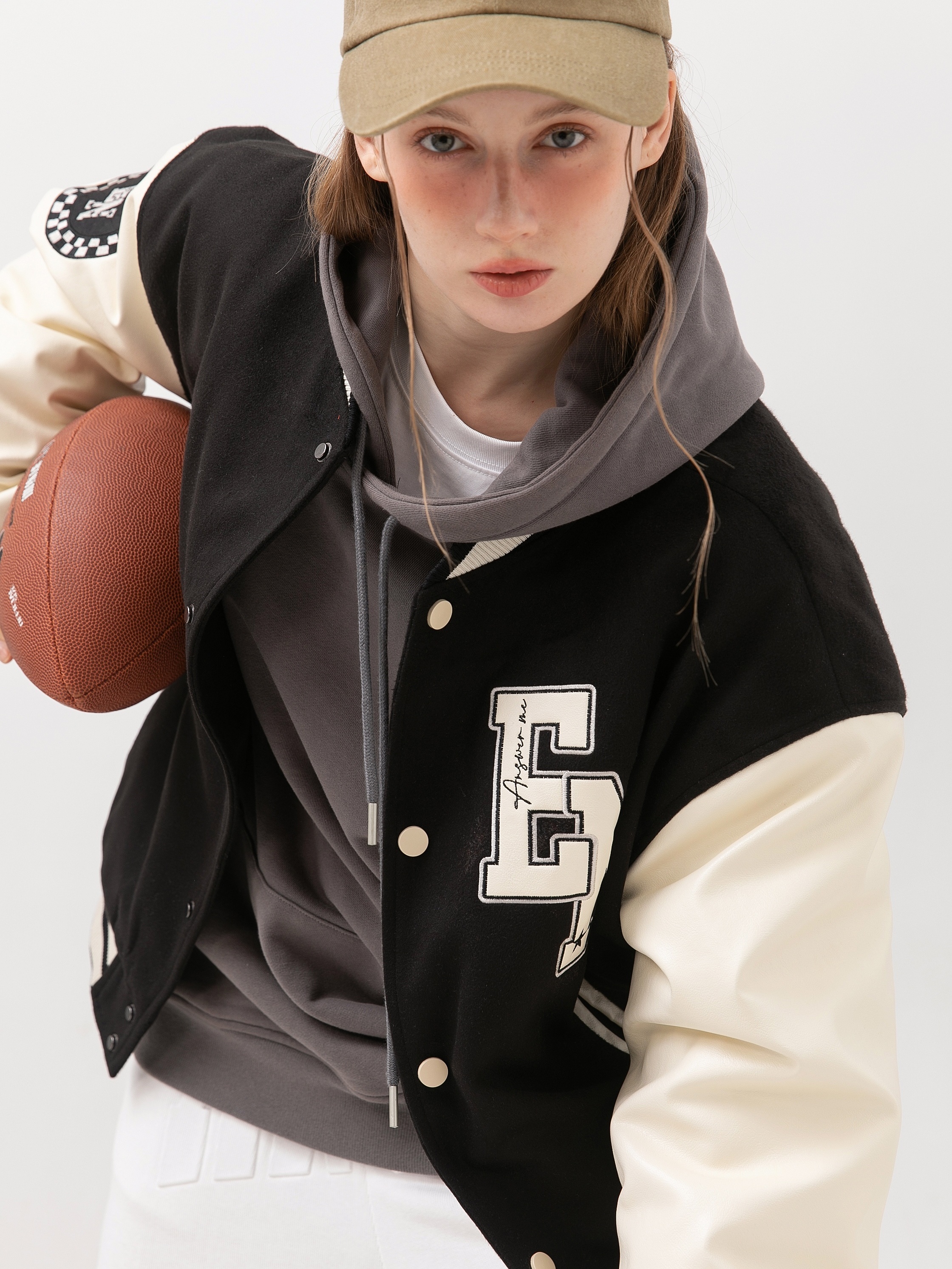 Varsity Letterman Jacket, Letter Print Button Up Jacket, Women's Casual  Streetwear, Women's Clothing - Temu Philippines