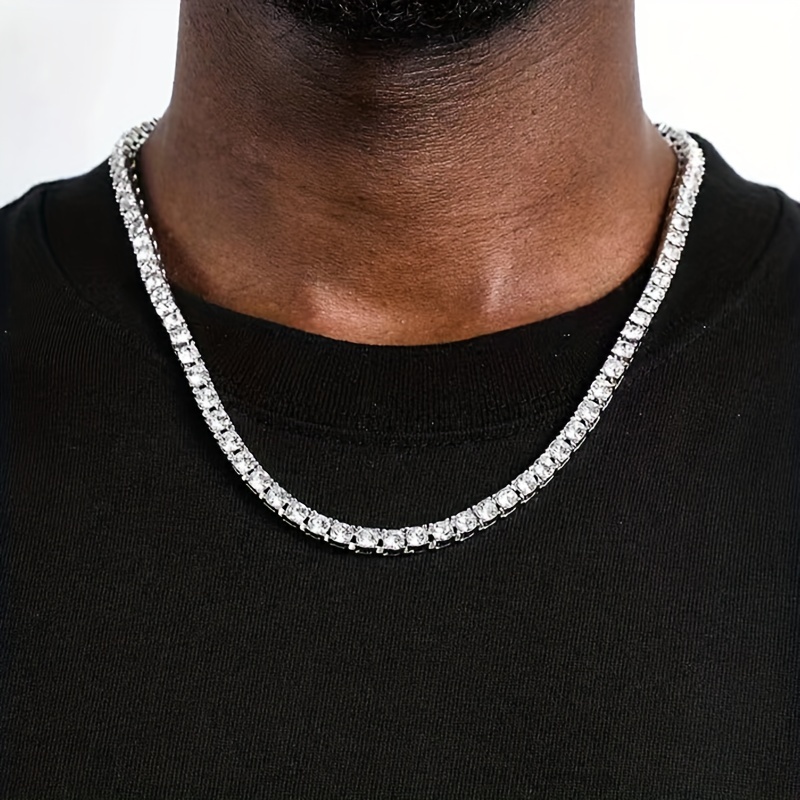 

Collier hip-hop pour hommes, chaîne de cou en zircon faux diamant carré, bijoux de luxe polyvalents pour hommes et femmes, cadeau de la fête des pères