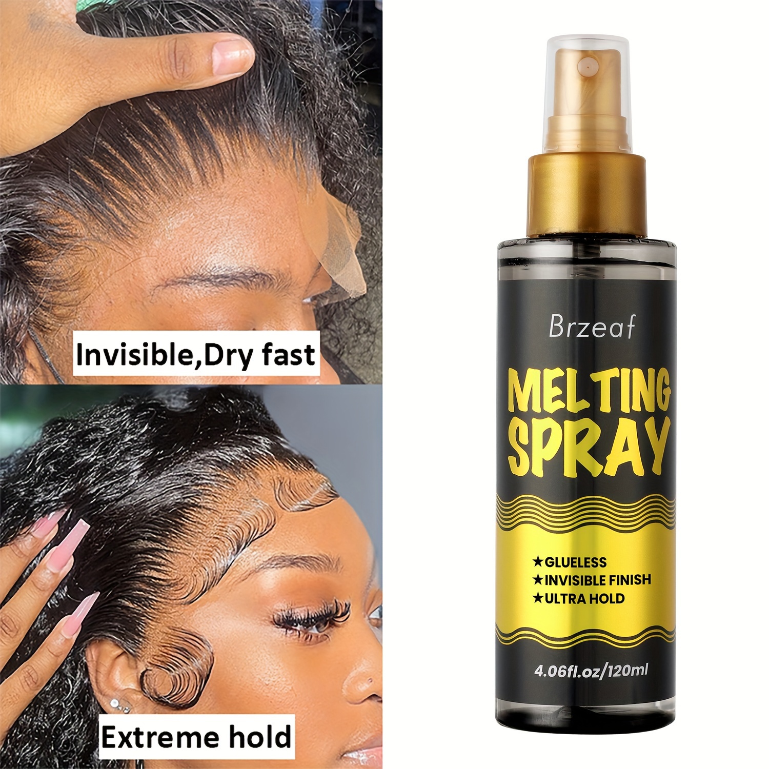 Lace Melting Spray and Holding Spray(120ml), Extreme Hold Melting Spray for Lace  Wigs, Glueless, Strong Natural Finishing Hold, Wig Melting Spray & Hair  Adhesive for Wigs,Black Friday Ofertas Especiales,svendita, for Black Friday