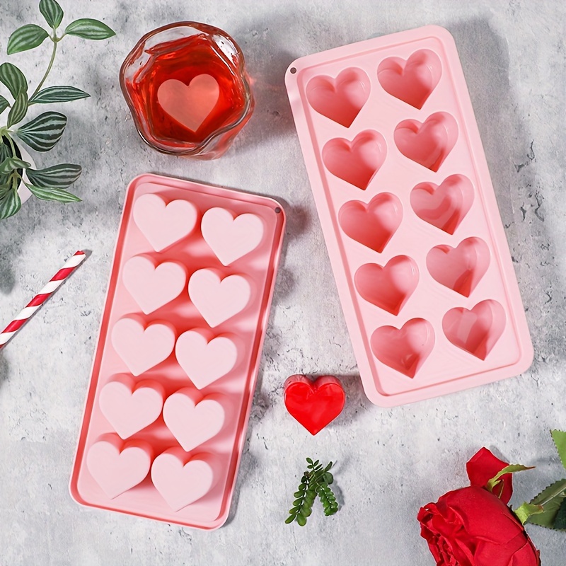 

1pc Easy-release Silicone Heart Ice Cube Tray - 10 Love Shaped Molds For Chocolate, Pudding & Jelly - Parties, Weddings & Home Use