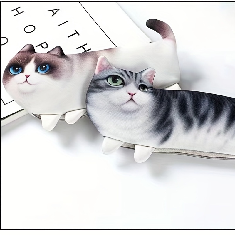 Cute Cat Pencil Case, Simulation Real Cat Theme Pencil Bag, Soft