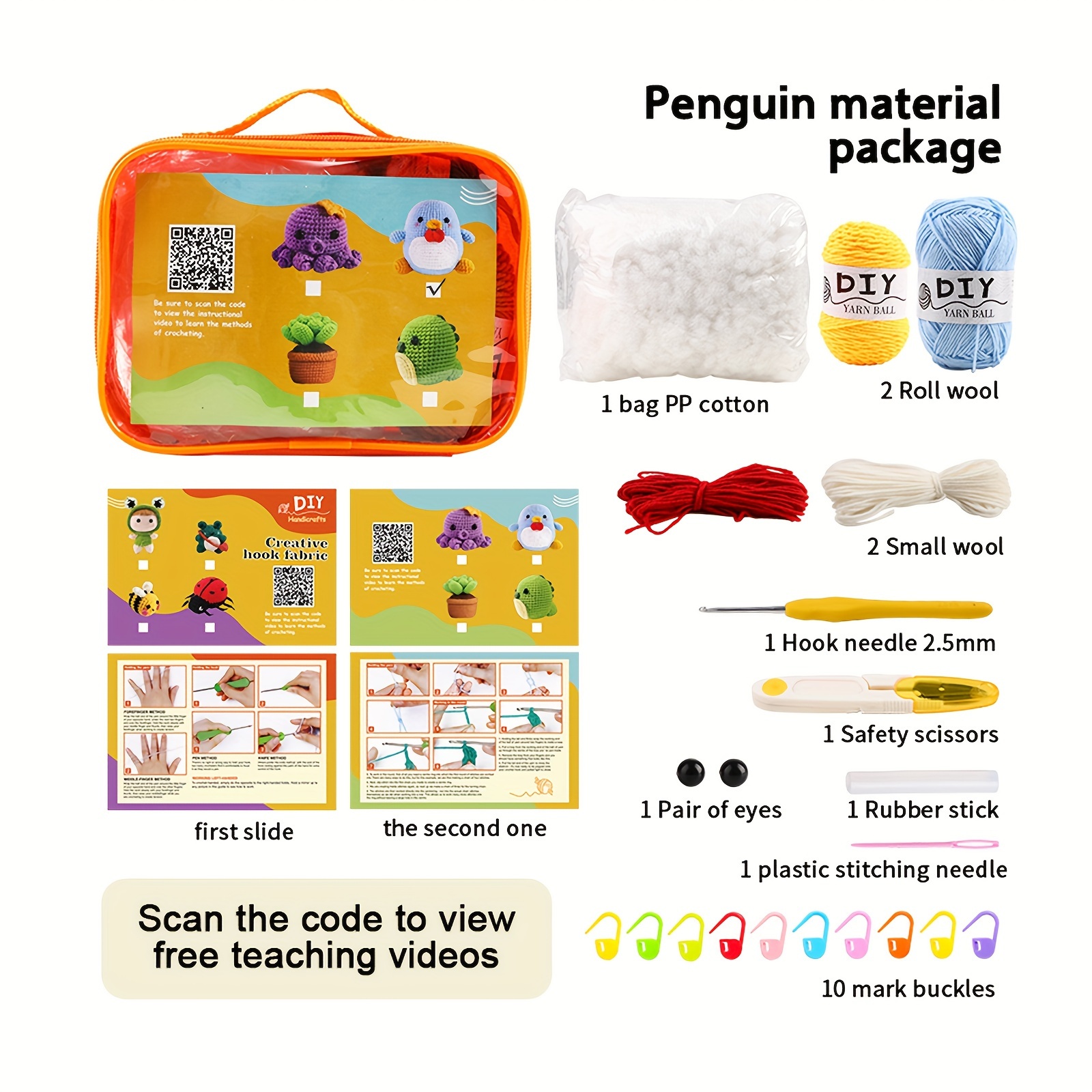 Diy Animal Penguin Wool Felt Doll Creative Material Package - Temu