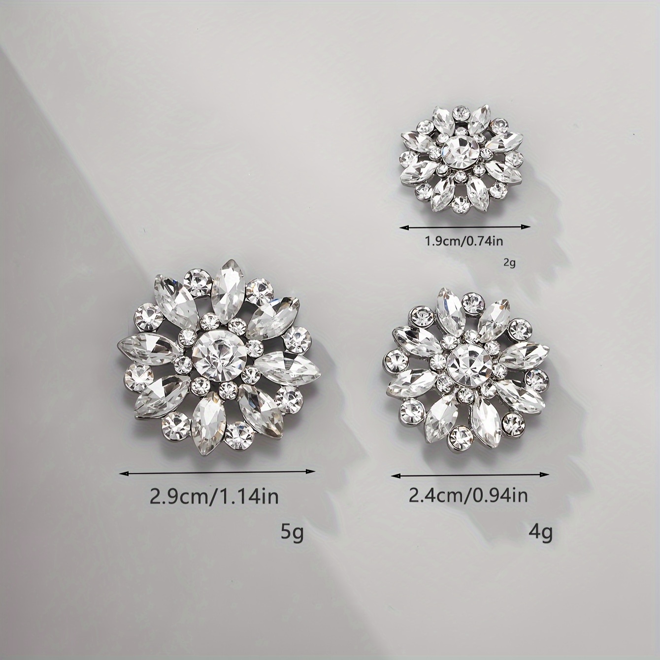 2pcs Set Of Sparkling Rhinestone Floral Metal Buttons For Women's Wedding, Bridal Gown, And Festive Outfits - Diy Decoration With Elegant Style