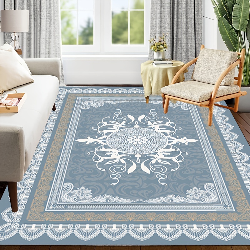 Vintage Persian Area Rug Crystal Velvet Non-slip Soft Polyester Mat