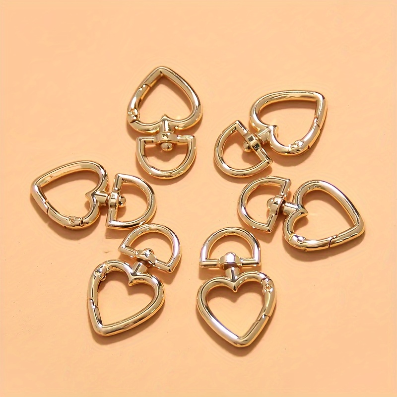 

6pcs/set Heart Design Spring Snap Clip Metal Swivel Key Ring For Handbag Purse Keychain Shoulder Strap Camping Backpack Carabiner Hook Diy Accessories