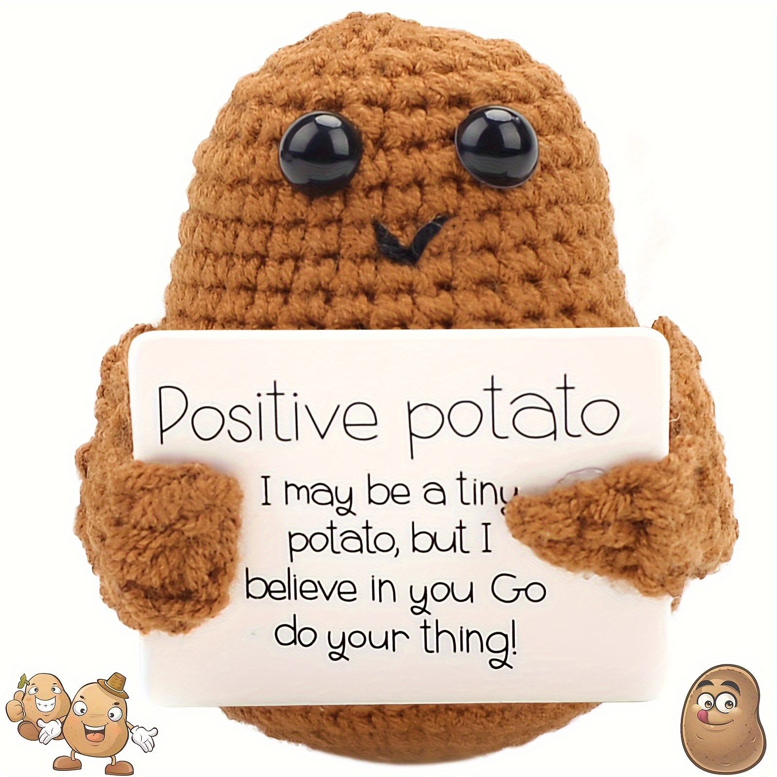 Positive Energy Potato Cheerup Pocket Hug Handmade Plush Knitting