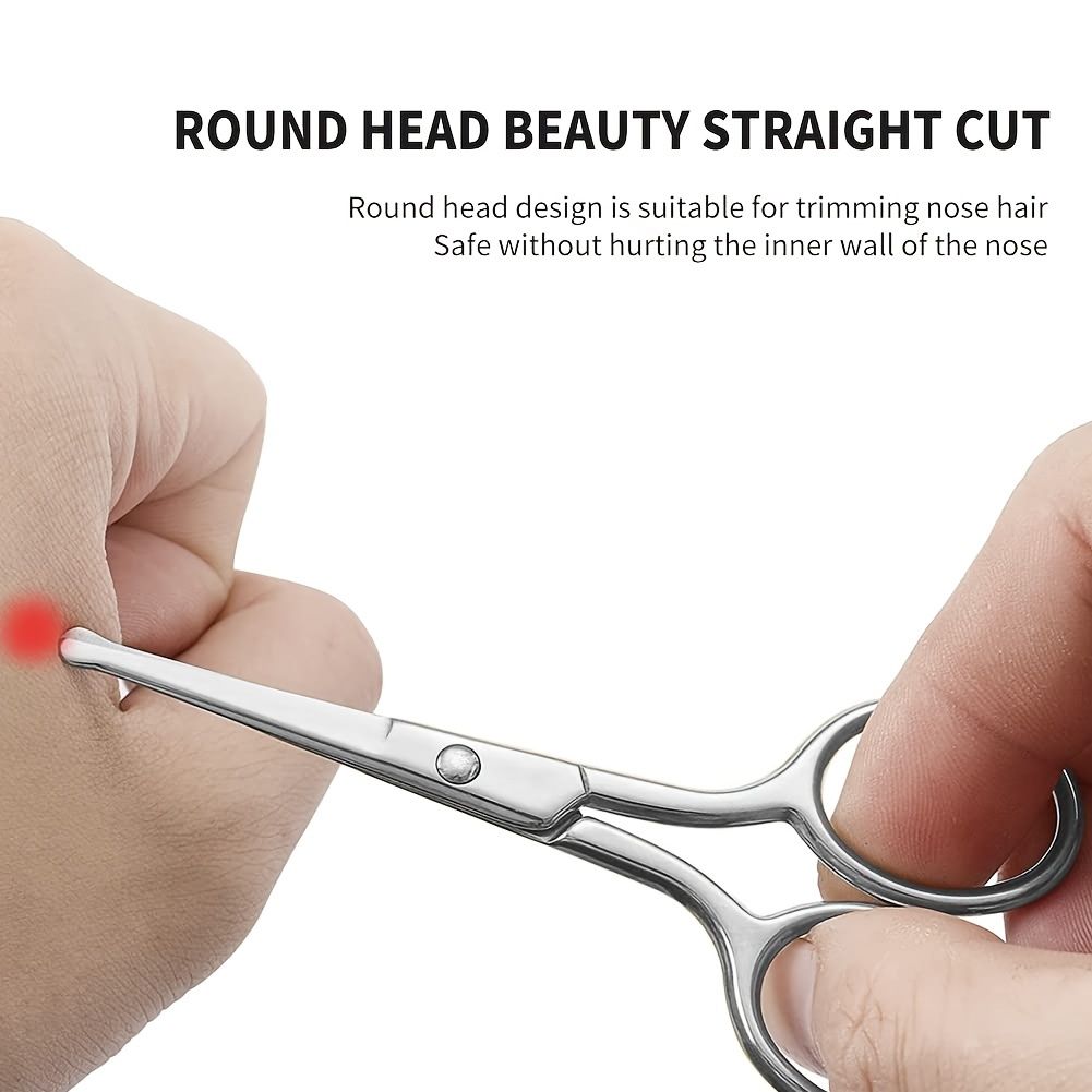 Nose Hair Scissors Rounded Tip Nose Ear Hair Trimmers For Moustache Facial Hair  Scissors - Beauty & Personal Care - Temu