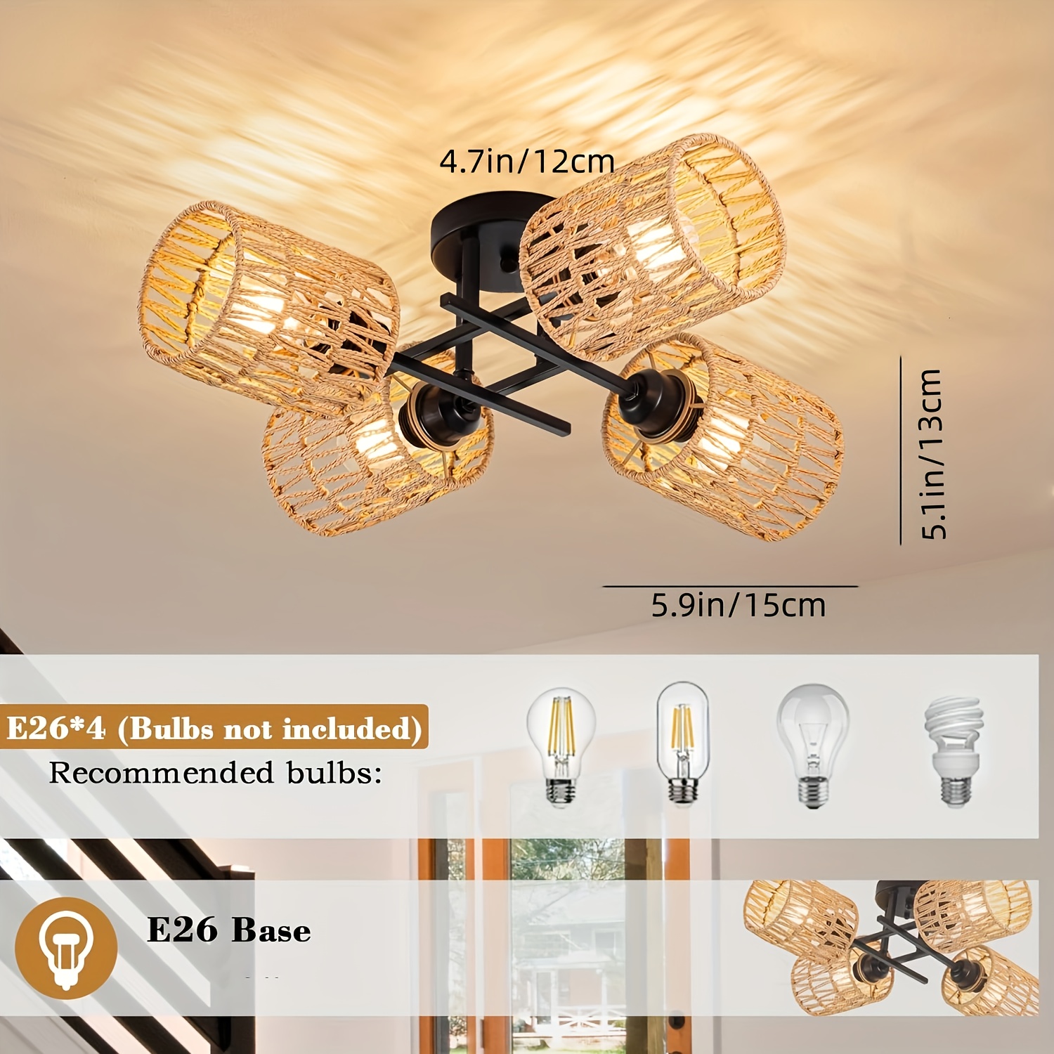 4 bulb deals ceiling light fixture