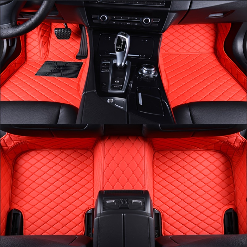 Rote PU Leder Simple Style Auto Fußmatten Für Die Meisten - Temu