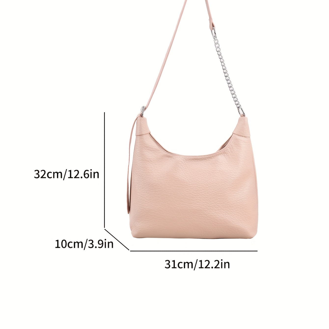 Large Capacity Crossbody Zipper Bag, Pu Leather Textured Shoulder Bag,  Casual Versatile Commuter Bag - Temu