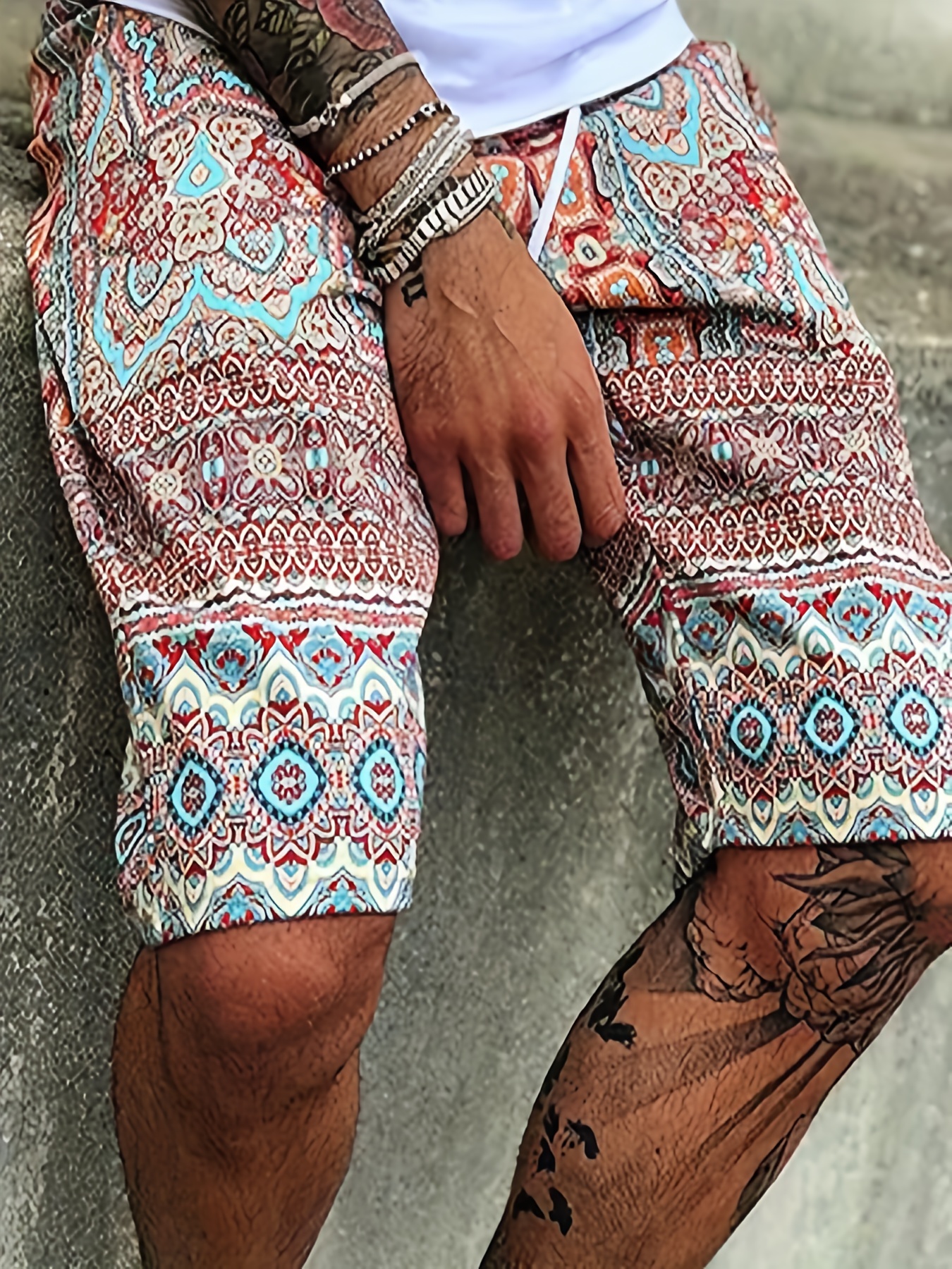 Broek met trekkoord in tribale print boho broek met - Temu Belgium