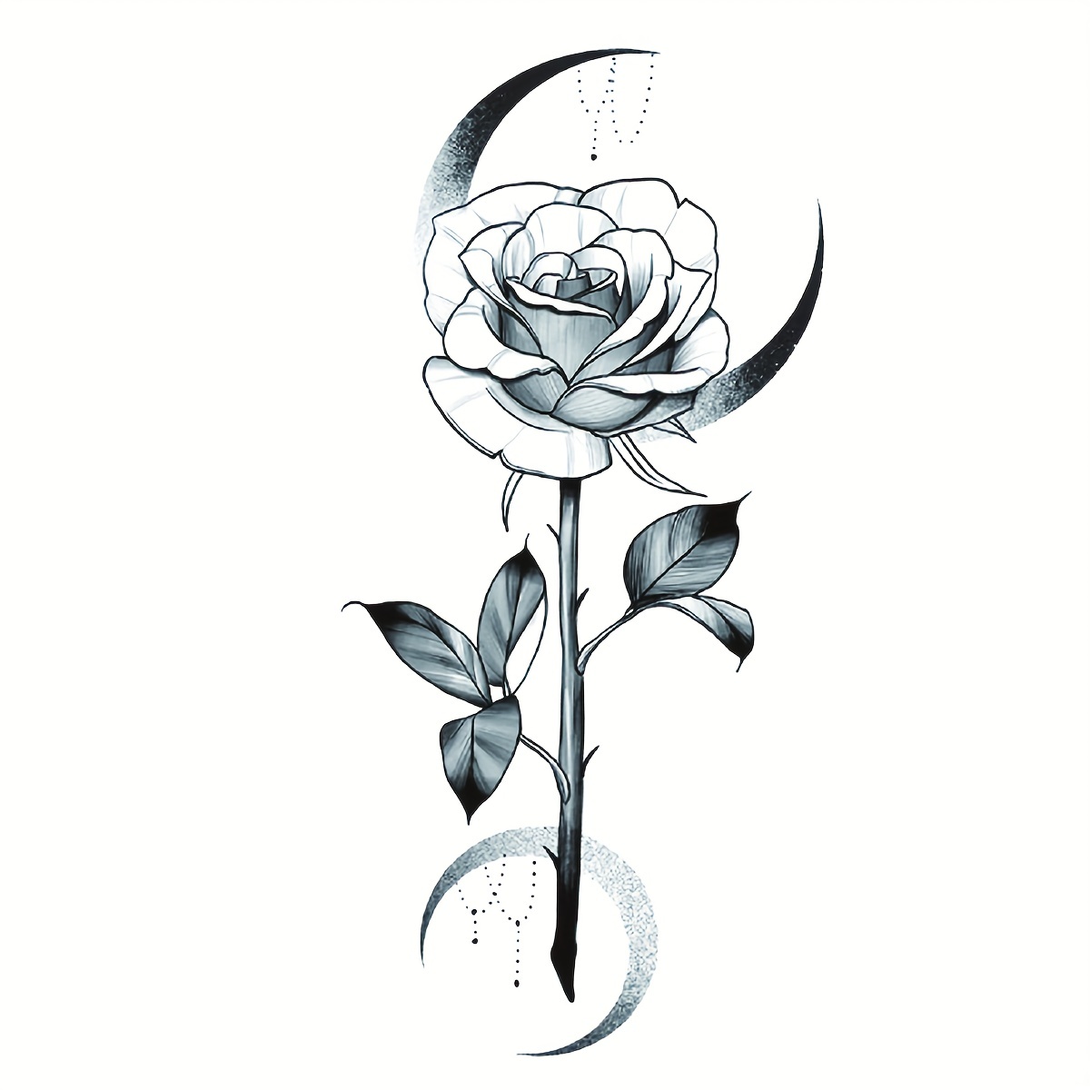 Beautiful Moon Rose Drawing Tattoo Art Graphic Design Women' T-Shirt