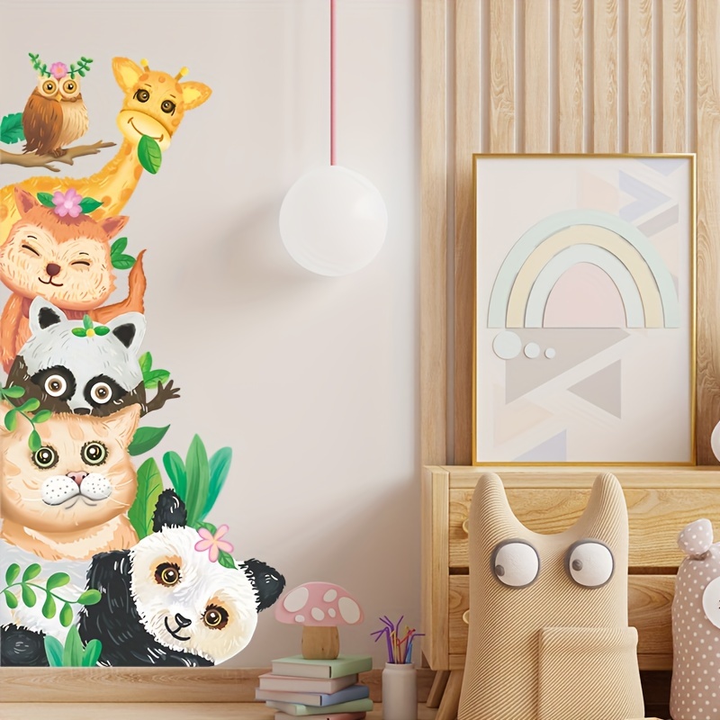 Pegatinas de pared de espejo con forma de Animal de dibujos animados,  calcomanía de ventana de