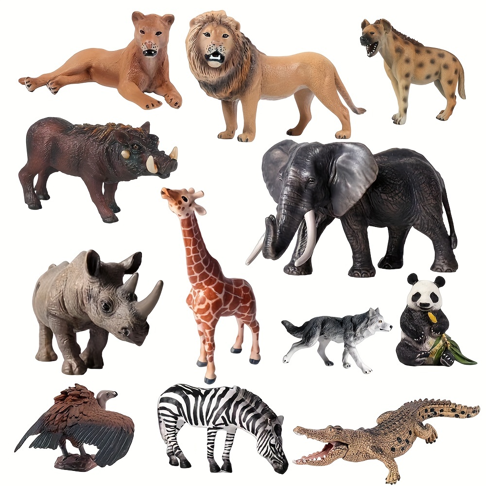  BOLZRA Safari Animals Figures Toys, Realistic Jumbo Wild Zoo Animals  Figurines Plastic African Jungle Animals Playset for Kids Toddlers, 14  Piece Gift Set : Toys & Games