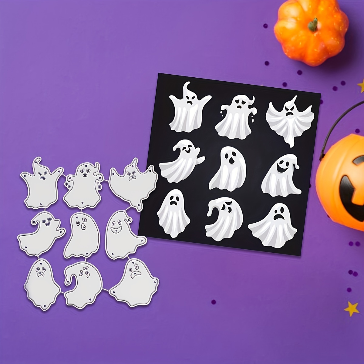 2 Pcs Halloween Die Cuts for Card Making and Scrapbooking, Metal Halloween  Scrapbook Supplies Pumpkin Die Cuts Ghost Fence Tree Grave Die Cuts for DIY  Photo Album Paper Embossing Card Decoration 