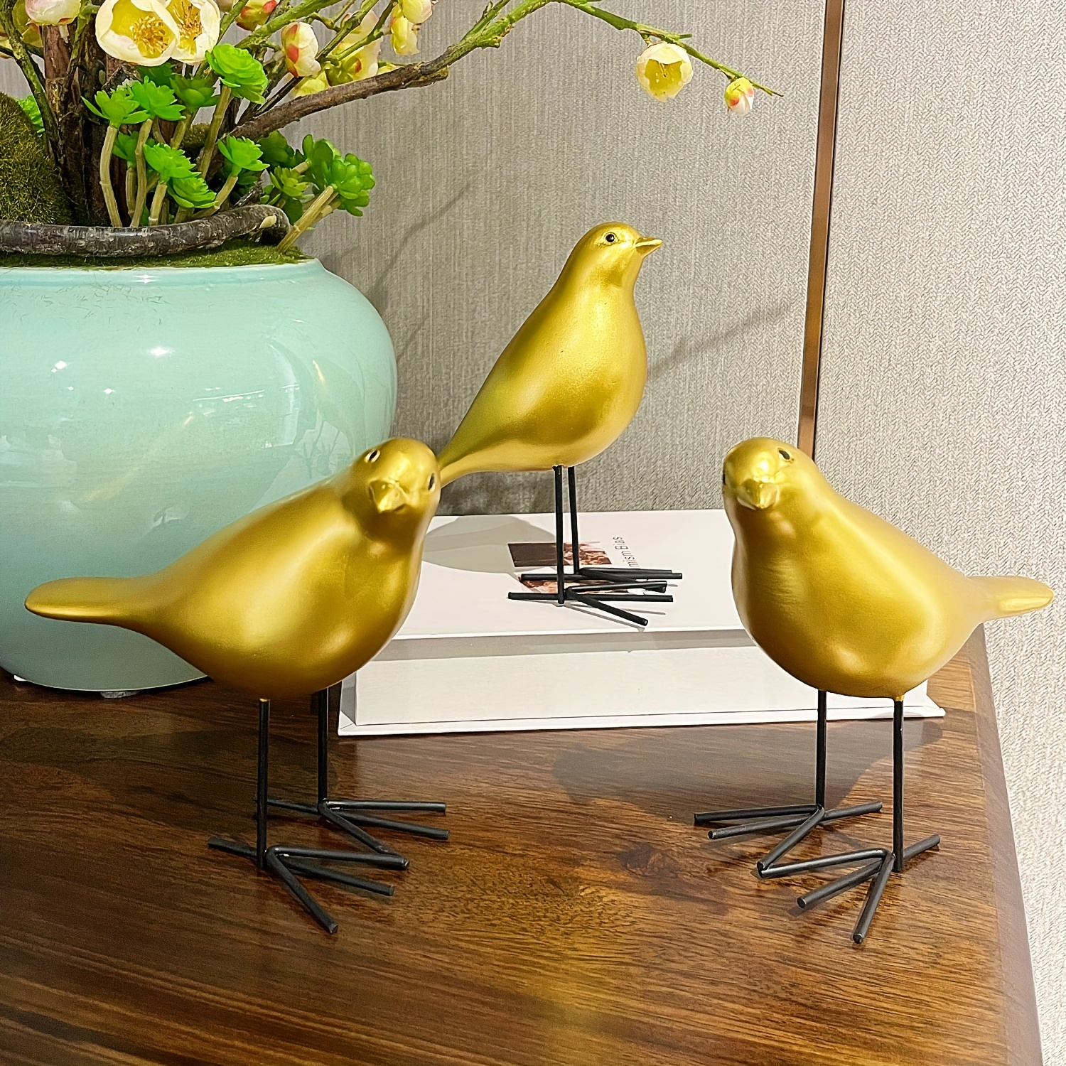 Pájaros decorativos pájaros de madera decoración de mesa  primavera naturaleza 5cm 6ud-14734