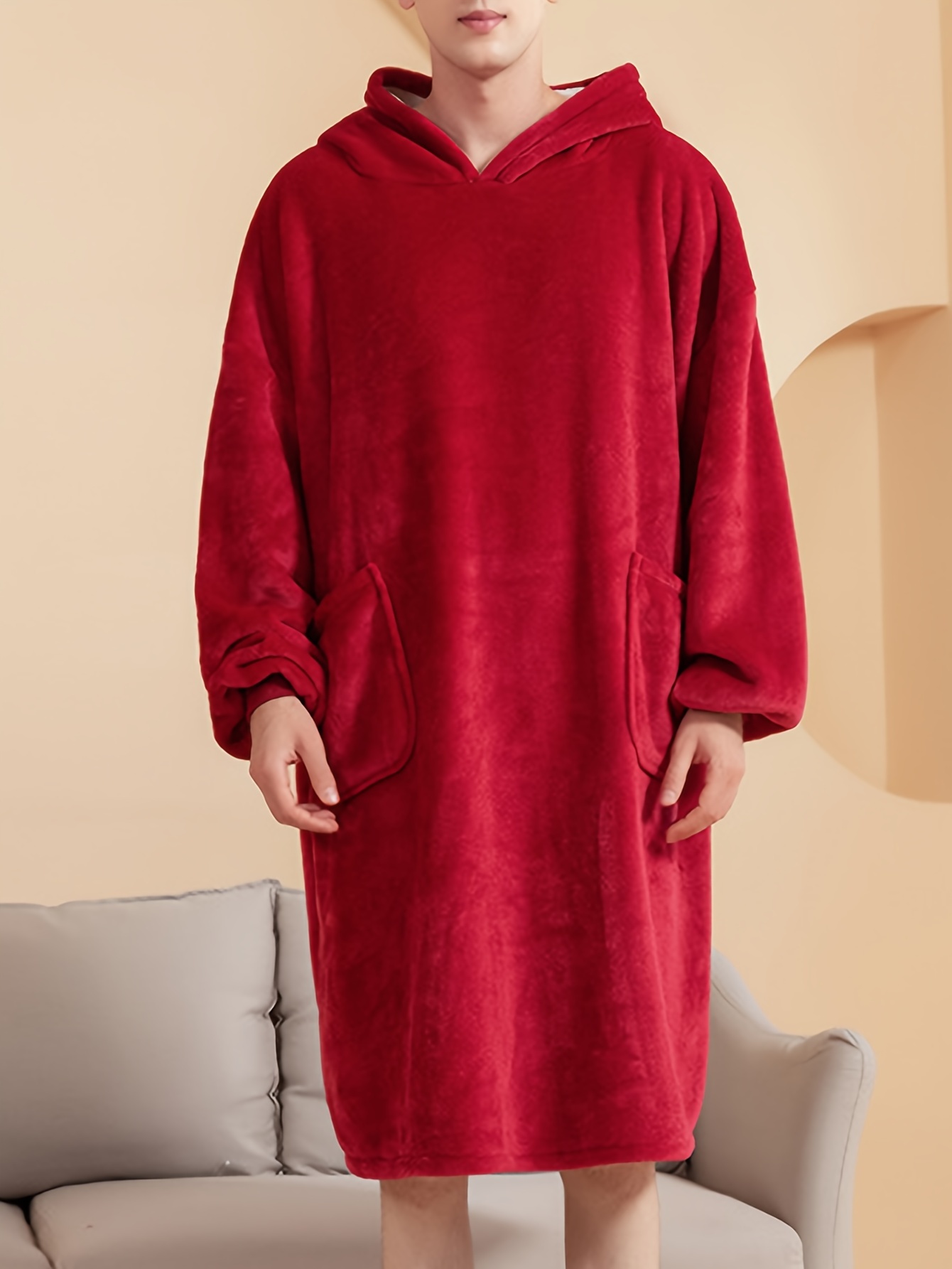 Men's Warm Cozy Fluffy Flannel Fleece Hooded Pajamas Set - Temu