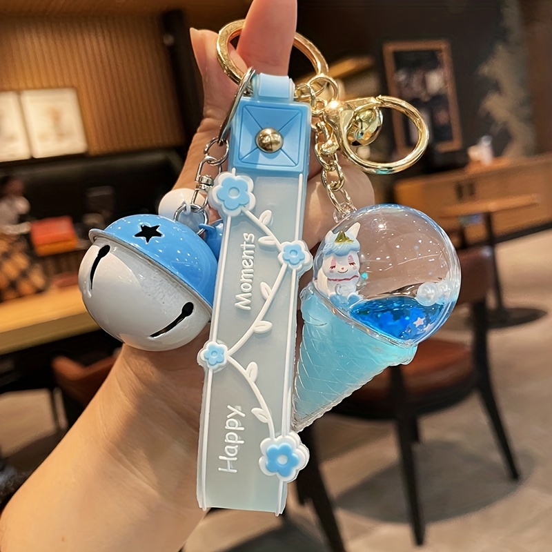 Ice Cream Unicorn Floating Bottle Keychain For Student - Temu