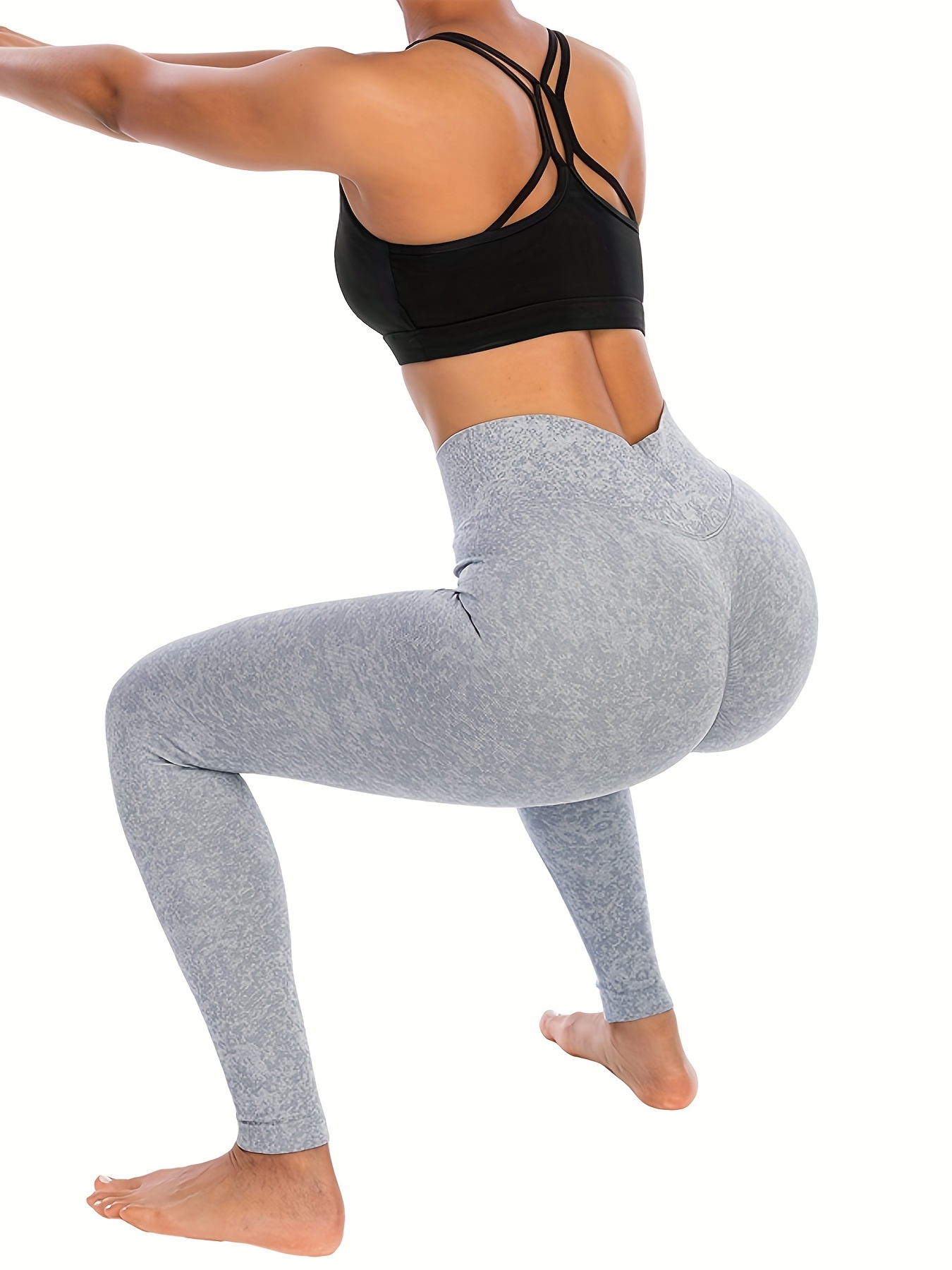 Women's High Waist Yoga Workout Running Butt Lift Tights - Temu Canada