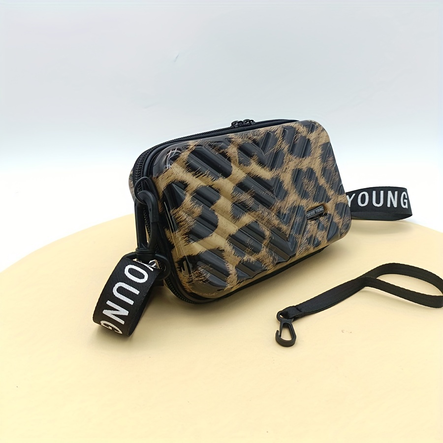 PU Women Single Shoulder Bag, Leopard Straps Waterproof Solid