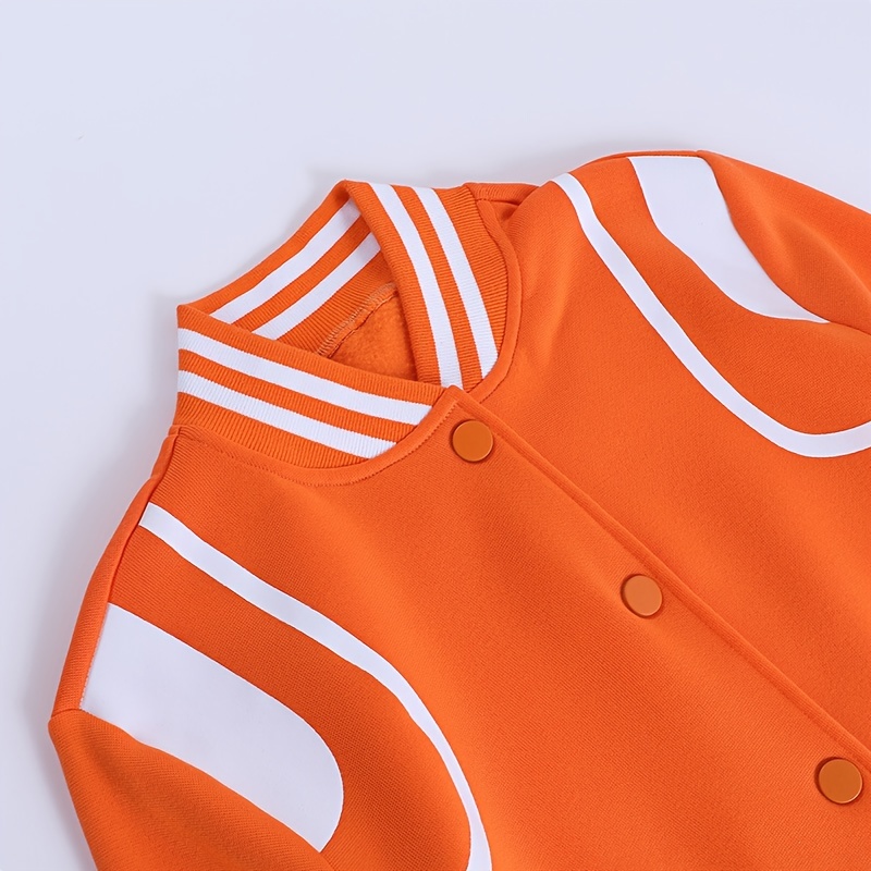 Contrast Color Short Button Baseball Jacket Fashion - Temu