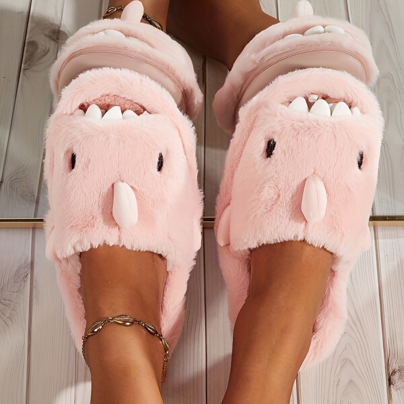  Kawaii Open Toe Slippers Women's Cute Strawberry Fluffy Cozy House  Shoes Sandals Fur Warm Comfy Slip On Slide Slippers (6,Pink)