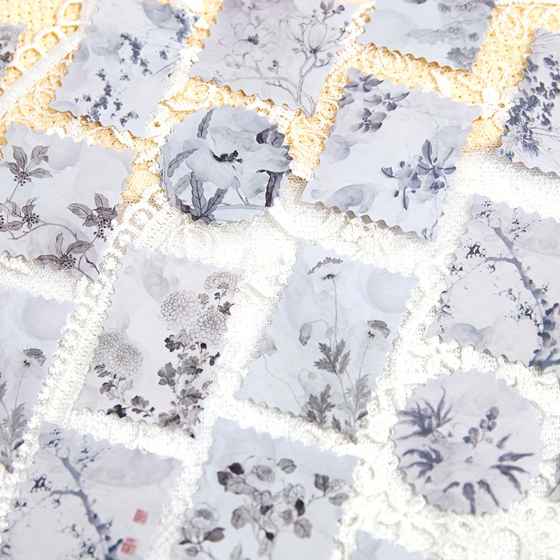 Material Paper - Flower Stamp-style Decorative Paper