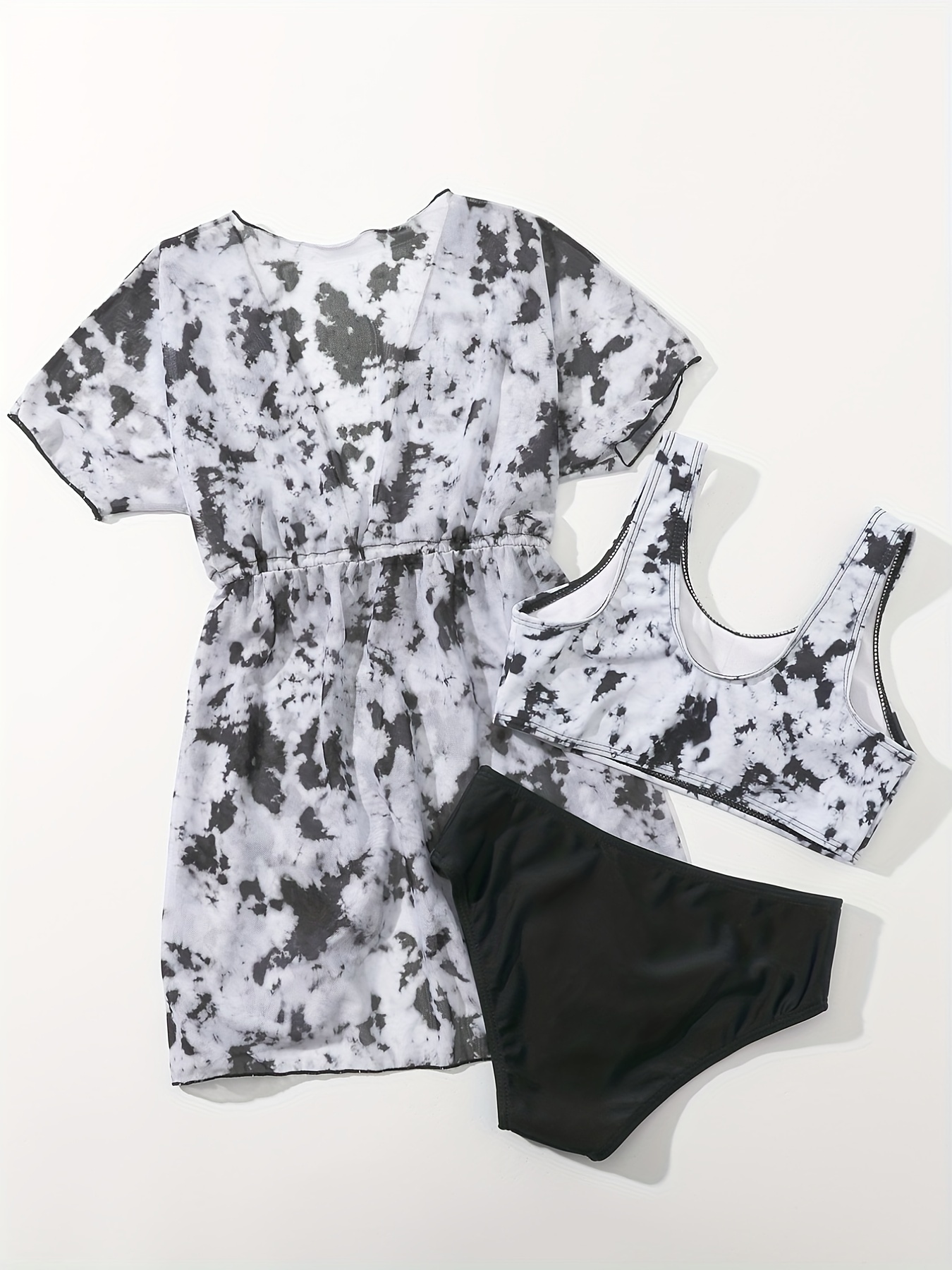 3pc Tie Dye Sleeveless Top & Shorts & Dress