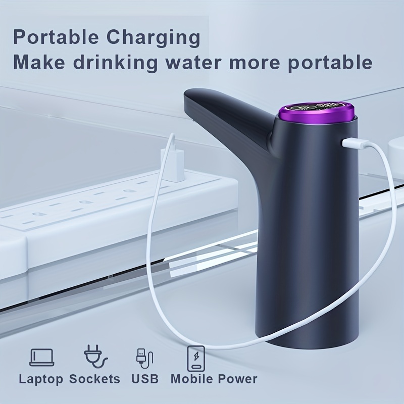 1pc water bottle pump usb charging automatic drinking water pump electric water dispenser for universal 5 gallon bottle wireless and portable for home kitchen office use details 3
