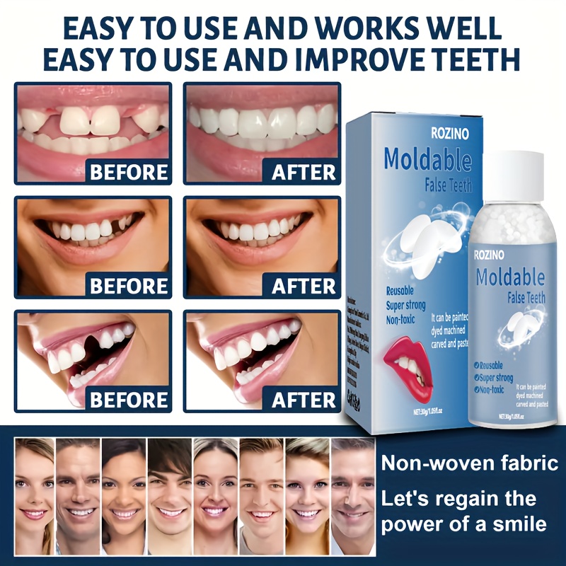 1pc Moldable Fake Teeth Suitable For Men And Women Temporary - Temu