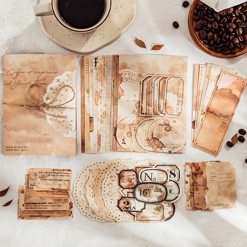 Vintage Coffee dyeing Paper Collage Scrapbooking Junk Journal Old Paper  Texture Material Card Making DIY Memo