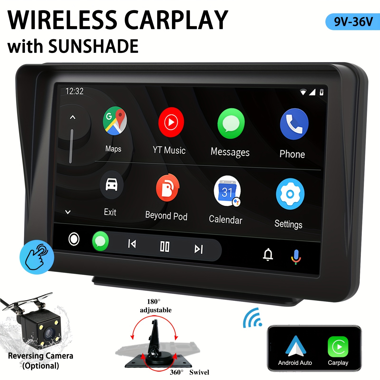 Portable sans fil pour autoradio Carplay avec caméra de - Temu France