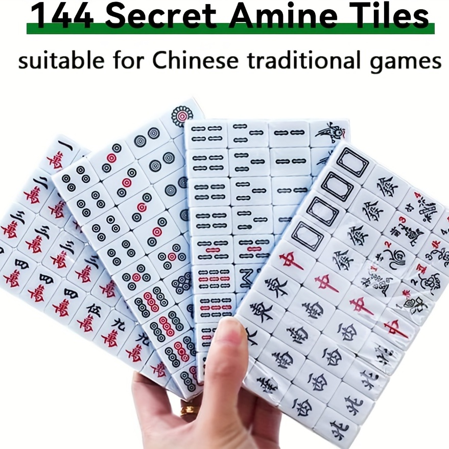  Play ALUS- Mini Mahjong Traditional Chinese Version Game Set  Portable 144 Tiles Acrylic Material Mah-Jongg Travel Family Leisure Time :  Toys & Games