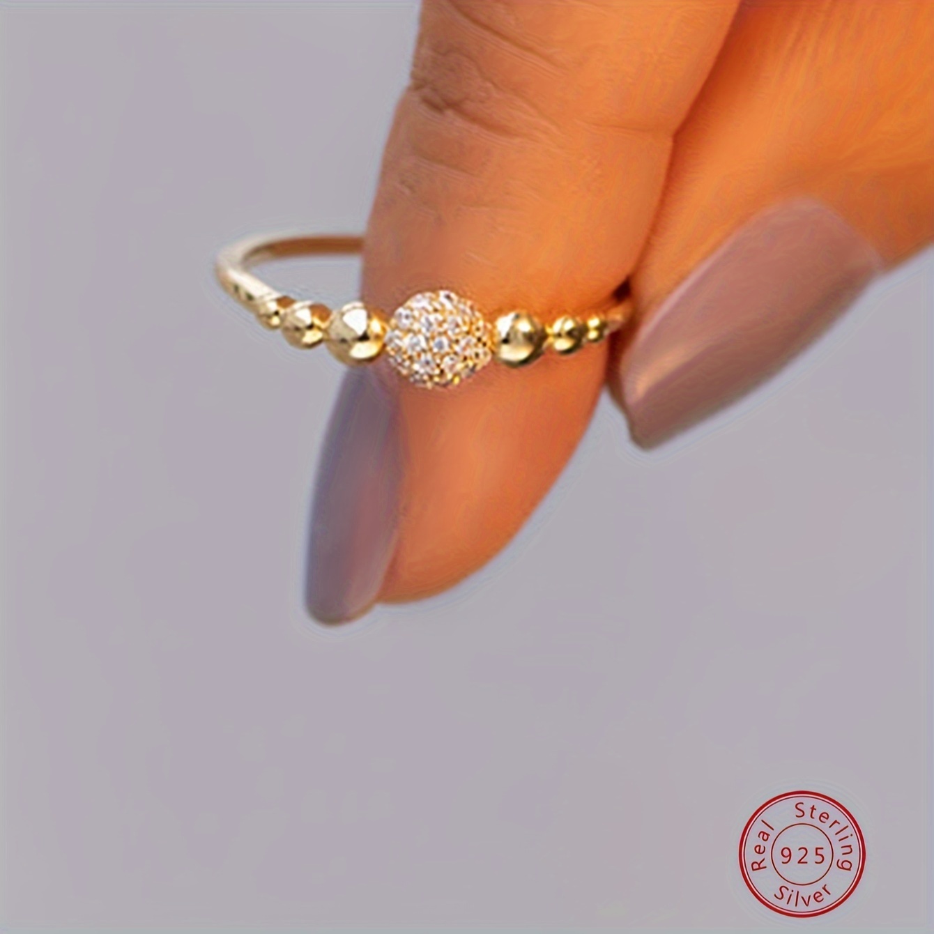 925 Sterling Silber Ring Funkelnde Ball Design Gepflastert - Temu Austria