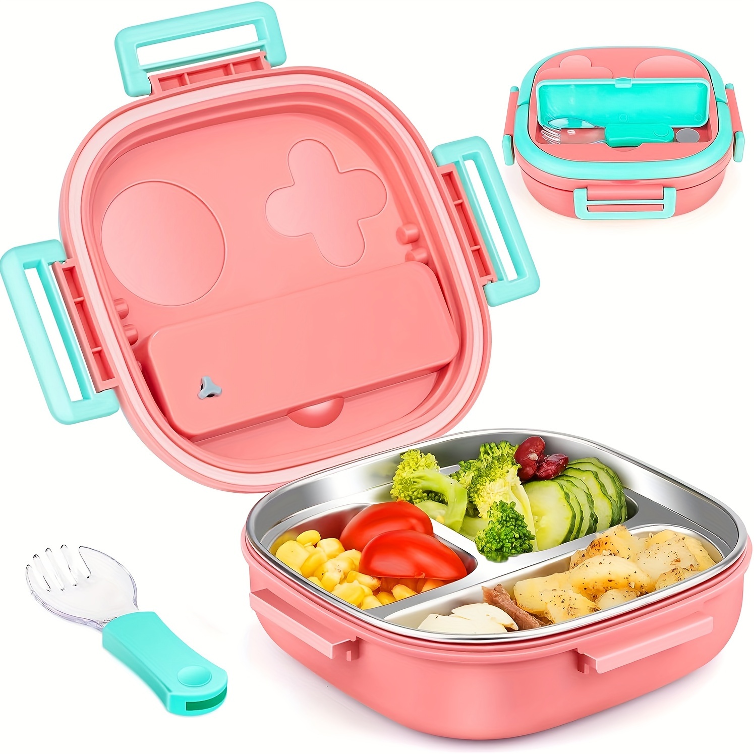 Bento Lunch Box Reusable 3 Compartment Food Container For - Temu