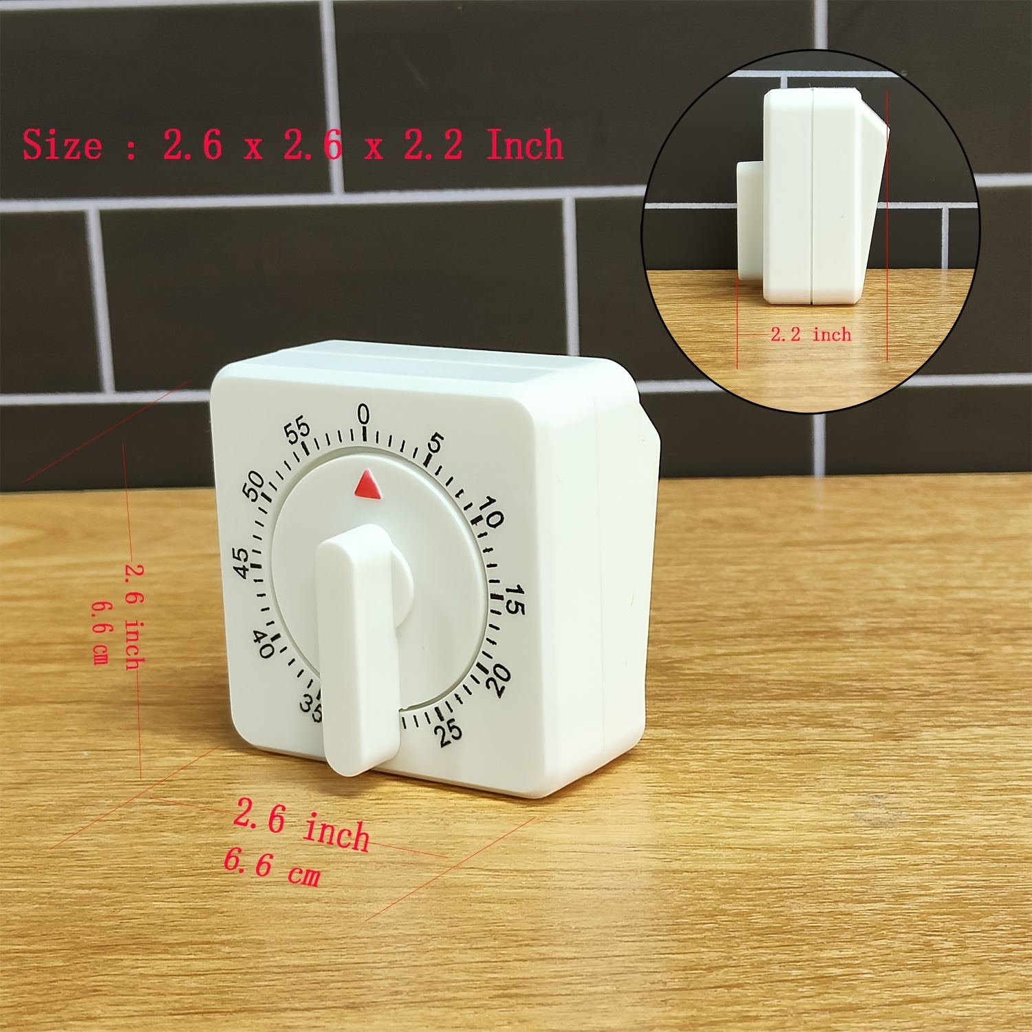 Kitchen Timers, 60 Minute Square Kitchen Mechanical Timer, Manual